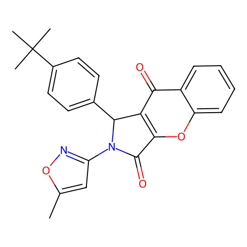1-(4-tert-butylphenyl)-2-(5-methyl-1,2-oxazol-3-yl)-1H-chromeno[2,3-c]pyrrole-3,9-dione structure