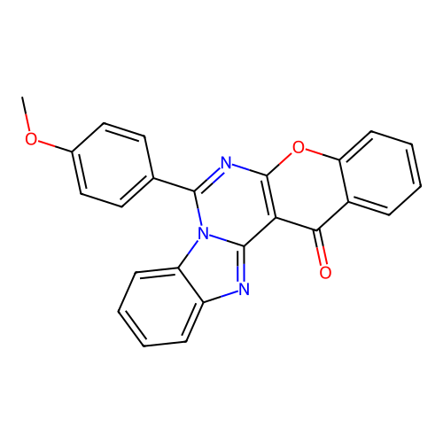 7-(4-methoxyphenyl)-14H-chromeno[2',3':4,5]pyrimido[1,6-a]benzimidazol-14-one structure