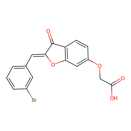 (Z)-2-((2-(3-bromobenzylidene)-3-oxo-2,3-dihydrobenzofuran-6-yl)oxy)acetic acid structure