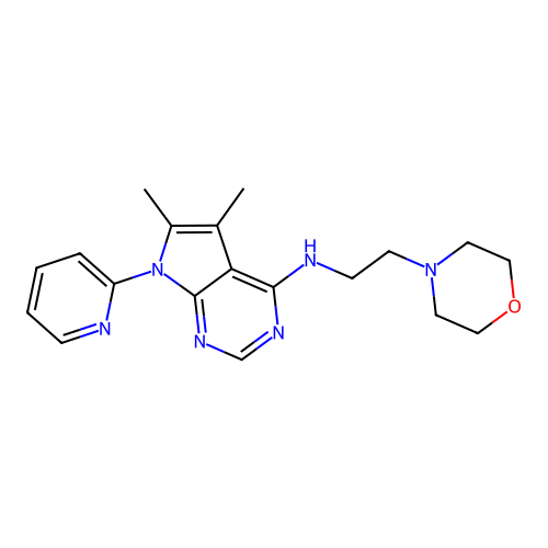 5,6-dimethyl-N-(2-morpholin-4-ylethyl)-7-pyridin-2-ylpyrrolo[2,3-d]pyrimidin-4-amine structure