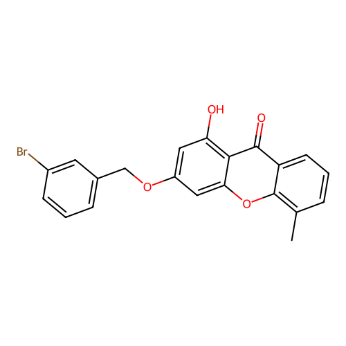 3-((3-bromobenzyl)oxy)-1-hydroxy-5-methyl-9H-xanthen-9-one structure