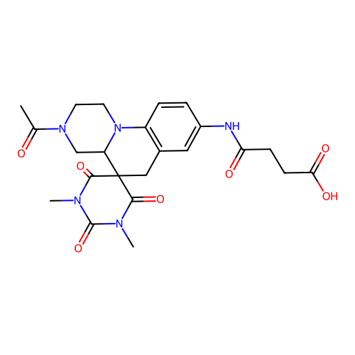 4-((3-acetyl-1',3'-dimethyl-2',4',6'-trioxo-1,2,2',3,3',4,4a,4',6,6'-decahydro-1'H-spiro[pyrazino[1,2-a]quinoline-5,5'-pyrimidin]-8-yl)amino)-4-oxobutanoic acid structure