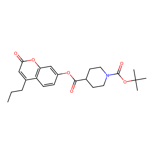 1-tert-butyl 4-(2-oxo-4-propyl-2H-chromen-7-yl) piperidine-1,4-dicarboxylate structure