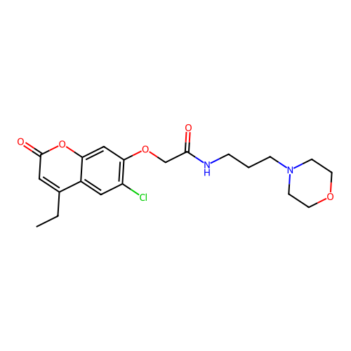 2-((6-chloro-4-ethyl-2-oxo-2H-chromen-7-yl)oxy)-N-(3-morpholinopropyl)acetamide structure