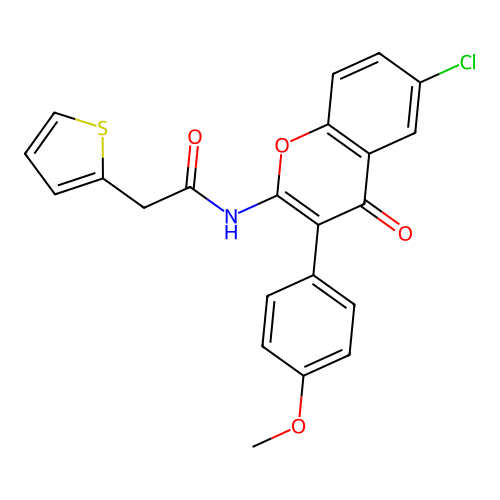 N-(6-chloro-3-(4-methoxyphenyl)-4-oxo-4H-chromen-2-yl)-2-(thiophen-2-yl)acetamide structure