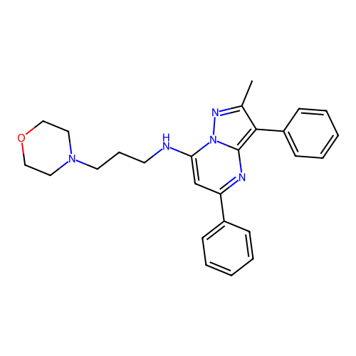 2-methyl-N-[3-(morpholin-4-yl)propyl]-3,5-diphenylpyrazolo[1,5-a]pyrimidin-7-amine structure