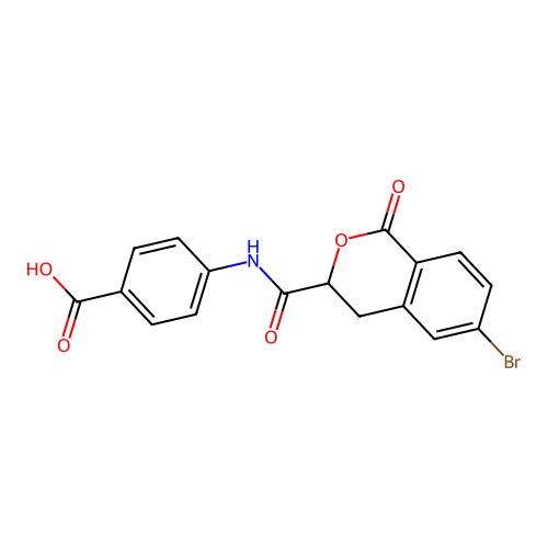 4-{[(6-bromo-1-oxo-3,4-dihydro-1H-isochromen-3-yl)carbonyl]amino}benzoic acid structure