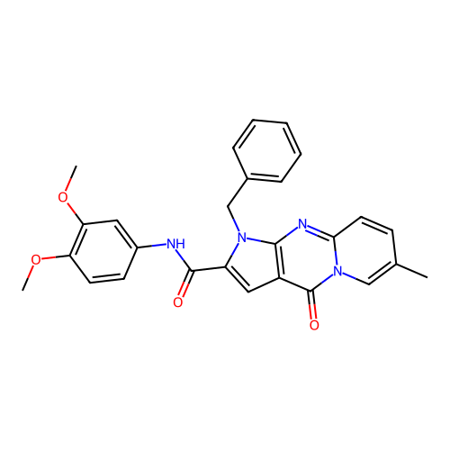1-benzyl-N-(3,4-dimethoxyphenyl)-7-methyl-4-oxo-1,4-dihydropyrido[1,2-a]pyrrolo[2,3-d]pyrimidine-2-carboxamide structure