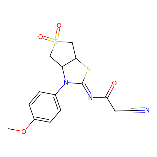 (Z)-2-cyano-N-(3-(4-methoxyphenyl)-5,5-dioxidotetrahydrothieno[3,4-d]thiazol-2(3H)-ylidene)acetamide structure