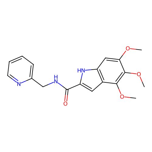 4,5,6-trimethoxy-N-(pyridin-2-ylmethyl)-1H-indole-2-carboxamide structure