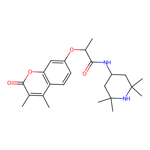 2-(3,4-dimethyl-2-oxo-chromen-7-yl)oxy-N-(2,2,6,6-tetramethyl-4-piperidyl)propanamide structure