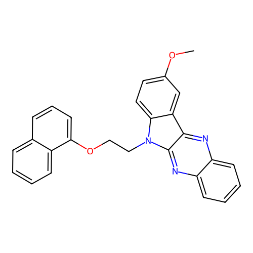 9-methoxy-6-(2-(naphthalen-1-yloxy)ethyl)-6H-indolo[2,3-b]quinoxaline structure