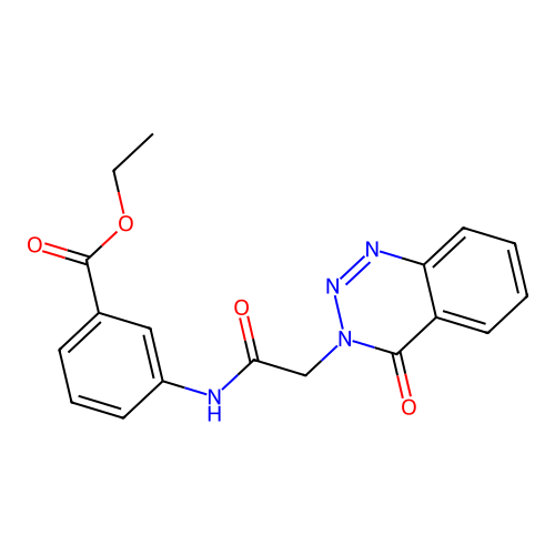 ethyl 3-{[(4-oxo-1,2,3-benzotriazin-3(4H)-yl)acetyl]amino}benzoate structure