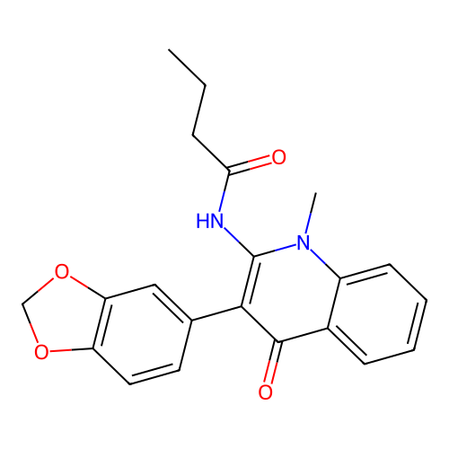 N-[3-(1,3-benzodioxol-5-yl)-1-methyl-4-oxoquinolin-2-yl]butanamide structure