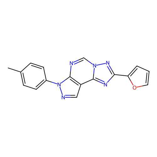 2-(furan-2-yl)-7-(4-methylphenyl)-7H-pyrazolo[4,3-e][1,2,4]triazolo[1,5-c]pyrimidine structure