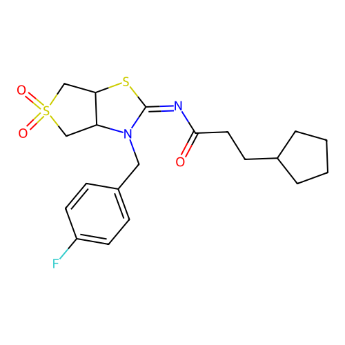 3-cyclopentyl-N-[(2Z)-3-(4-fluorobenzyl)-5,5-dioxidotetrahydrothieno[3,4-d][1,3]thiazol-2(3H)-ylidene]propanamide structure