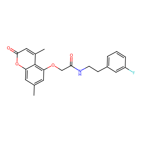 2-[(4,7-dimethyl-2-oxo-2H-chromen-5-yl)oxy]-N-[2-(3-fluorophenyl)ethyl]acetamide structure
