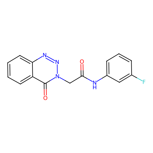 N-(3-fluorophenyl)-2-(4-oxo-1,2,3-benzotriazin-3(4H)-yl)acetamide structure