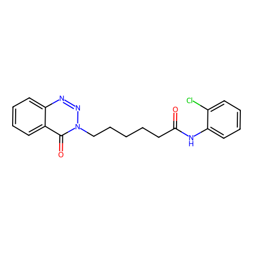 N-(2-chlorophenyl)-6-(4-oxo-1,2,3-benzotriazin-3(4H)-yl)hexanamide structure