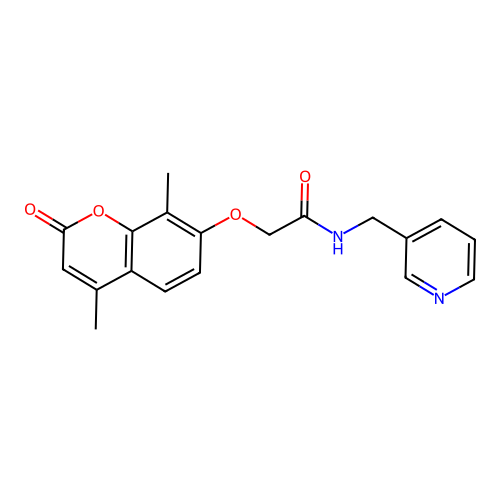 2-((4,8-dimethyl-2-oxo-2H-chromen-7-yl)oxy)-N-(pyridin-3-ylmethyl)acetamide structure