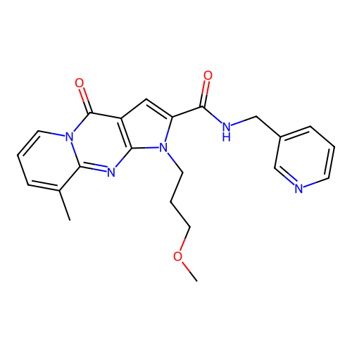 1-(3-methoxypropyl)-9-methyl-4-oxo-N-(pyridin-3-ylmethyl)-1,4-dihydropyrido[1,2-a]pyrrolo[2,3-d]pyrimidine-2-carboxamide structure