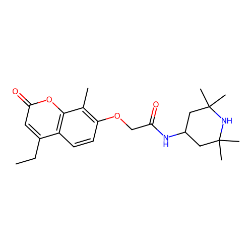 2-(4-ethyl-8-methyl-2-oxo-chromen-7-yl)oxy-N-(2,2,6,6-tetramethyl-4-piperidyl)acetamide structure