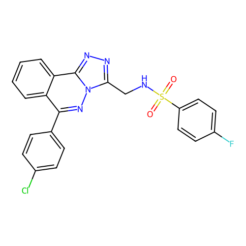 N-((6-(4-chlorophenyl)-[1,2,4]triazolo[3,4-a]phthalazin-3-yl)methyl)-4-fluorobenzenesulfonamide structure