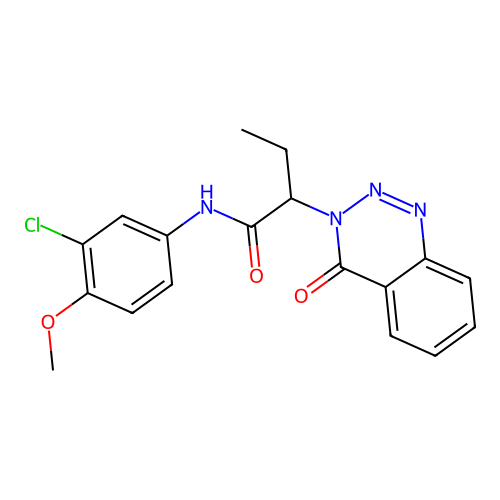 N-(3-chloro-4-methoxyphenyl)-2-(4-oxo-1,2,3-benzotriazin-3(4H)-yl)butanamide structure