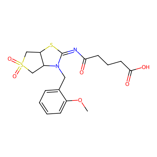 (Z)-5-((3-(2-methoxybenzyl)-5,5-dioxidotetrahydrothieno[3,4-d]thiazol-2(3H)-ylidene)amino)-5-oxopentanoic acid structure