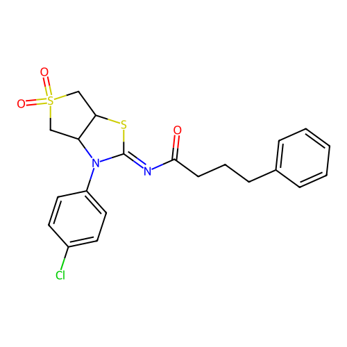 (Z)-N-(3-(4-chlorophenyl)-5,5-dioxidotetrahydrothieno[3,4-d]thiazol-2(3H)-ylidene)-4-phenylbutanamide structure