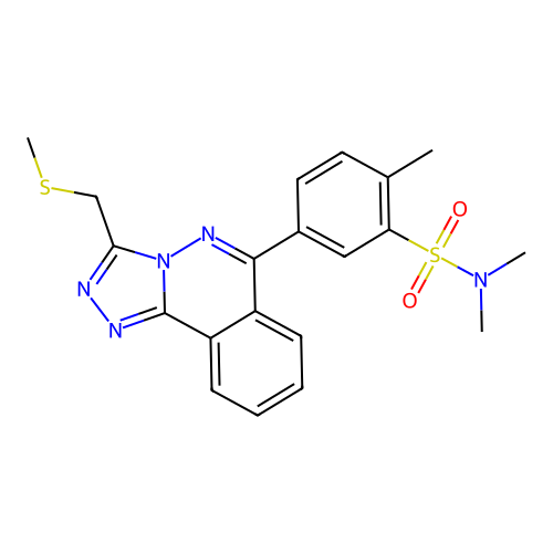 N,N,2-trimethyl-5-(3-((methylthio)methyl)-[1,2,4]triazolo[3,4-a]phthalazin-6-yl)benzenesulfonamide structure