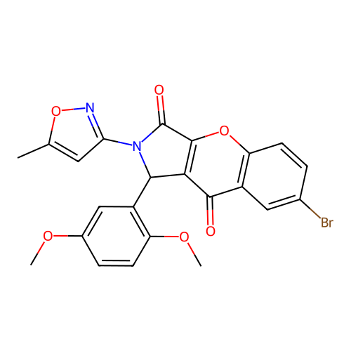 7-bromo-1-(2,5-dimethoxyphenyl)-2-(5-methyl-1,2-oxazol-3-yl)-1,2-dihydrochromeno[2,3-c]pyrrole-3,9-dione structure