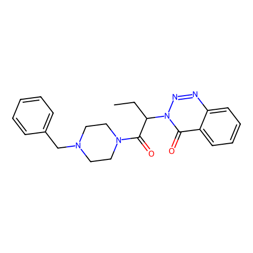 3-{1-[(4-benzylpiperazino)carbonyl]propyl}-1,2,3-benzotriazin-4(3H)-one structure