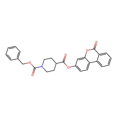1-benzyl 4-(6-oxo-6H-benzo[c]chromen-3-yl) piperidine-1,4-dicarboxylate structure