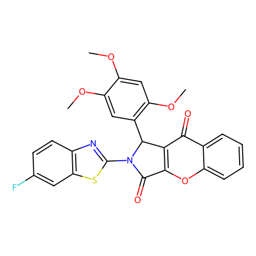 2-(6-fluoro-1,3-benzothiazol-2-yl)-1-(2,4,5-trimethoxyphenyl)-1,2-dihydrochromeno[2,3-c]pyrrole-3,9-dione structure
