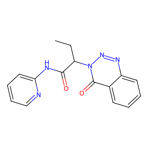 2-(4-oxo-1,2,3-benzotriazin-3(4H)-yl)-N-(pyridin-2-yl)butanamide structure