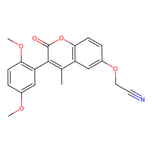 {[3-(2,5-dimethoxyphenyl)-4-methyl-2-oxo-2H-chromen-6-yl]oxy}acetonitrile structure