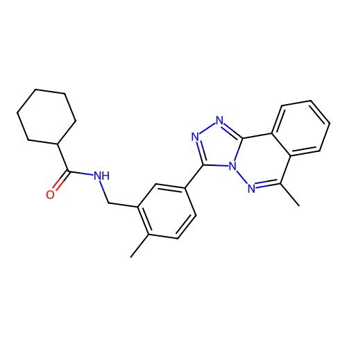 N-(2-methyl-5-(6-methyl-[1,2,4]triazolo[3,4-a]phthalazin-3-yl)benzyl)cyclohexanecarboxamide structure