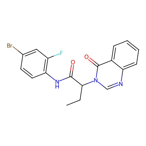 N-(4-bromo-2-fluorophenyl)-2-(4-oxoquinazolin-3(4H)-yl)butanamide structure