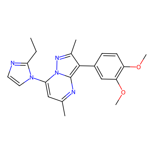 3-(3,4-dimethoxyphenyl)-7-(2-ethyl-1H-imidazol-1-yl)-2,5-dimethylpyrazolo[1,5-a]pyrimidine structure