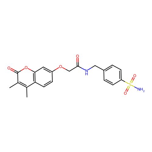 2-[(3,4-dimethyl-2-oxo-2H-chromen-7-yl)oxy]-N-(4-sulfamoylbenzyl)acetamide structure