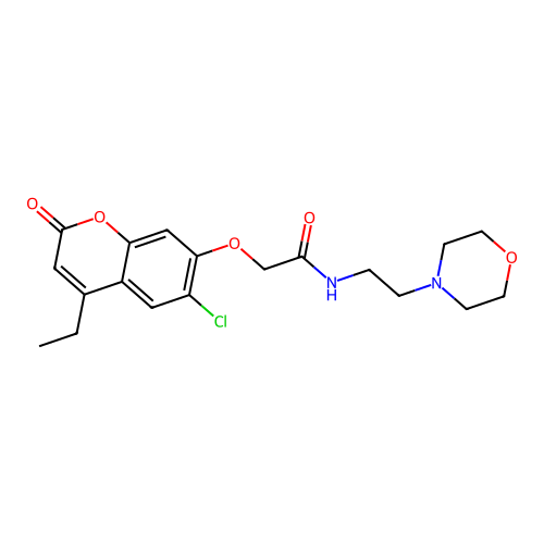 2-((6-chloro-4-ethyl-2-oxo-2H-chromen-7-yl)oxy)-N-(2-morpholinoethyl)acetamide structure