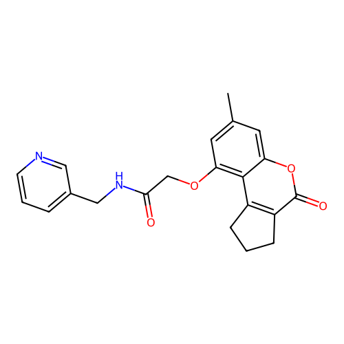 2-((7-methyl-4-oxo-1,2,3,4-tetrahydrocyclopenta[c]chromen-9-yl)oxy)-N-(pyridin-3-ylmethyl)acetamide structure