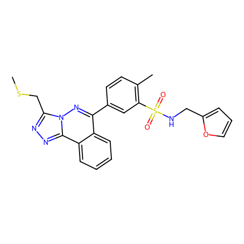 N-(furan-2-ylmethyl)-2-methyl-5-(3-((methylthio)methyl)-[1,2,4]triazolo[3,4-a]phthalazin-6-yl)benzenesulfonamide structure