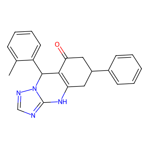 6-phenyl-9-(o-tolyl)-5,6,7,9-tetrahydro-[1,2,4]triazolo[5,1-b]quinazolin-8(4H)-one structure