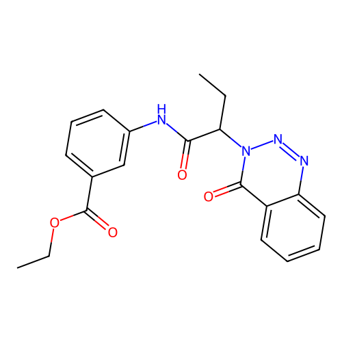 ethyl 3-{[2-(4-oxo-1,2,3-benzotriazin-3(4H)-yl)butanoyl]amino}benzoate structure