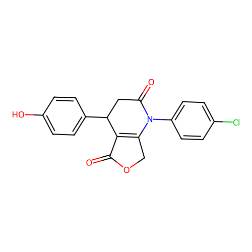 1-(4-chlorophenyl)-4-(4-hydroxyphenyl)-3,4-dihydrofuro[3,4-b]pyridine-2,5(1H,7H)-dione structure