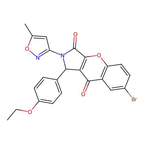 7-bromo-1-(4-ethoxyphenyl)-2-(5-methyl-1,2-oxazol-3-yl)-1,2-dihydrochromeno[2,3-c]pyrrole-3,9-dione structure