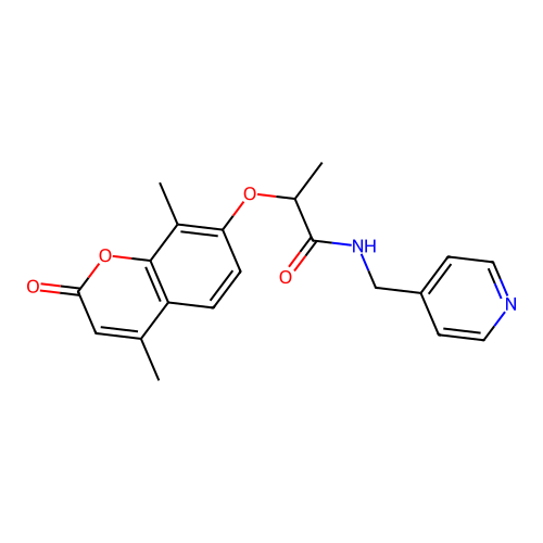 2-((4,8-dimethyl-2-oxo-2H-chromen-7-yl)oxy)-N-(pyridin-4-ylmethyl)propanamide structure
