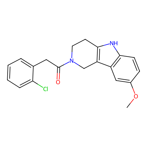 2-(2-chlorophenyl)-1-(8-methoxy-1,3,4,5-tetrahydro-2H-pyrido[4,3-b]indol-2-yl)ethanone structure